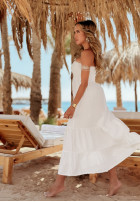 Kleid midi z falbankami Oasis Beach Bar Weiß