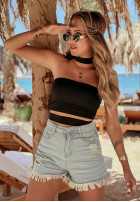 Jeans Shorts z przetarciami Oases Hellblau