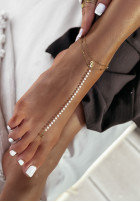 Armband na stopę z pierścionkiem Pearl Madness Gold