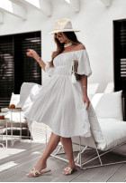 Muślinowa Kleid mini z bufkami Seaside Sunset Weiß