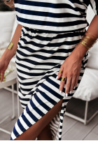Kleid maxi w paski Effortlessly Cool biało-Schwarz