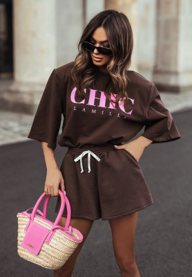 T-Shirt mit Print La Milla Chic schokolade-rosa