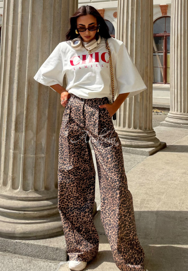 Hose wide leg La Milla Savage Print mit Leopardenmuster