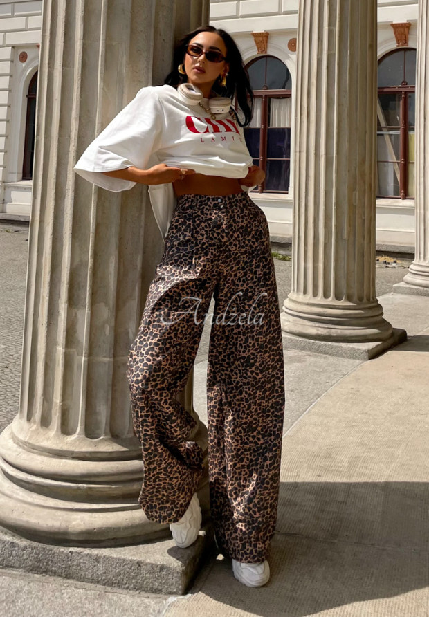 Hose wide leg La Milla Savage Print mit Leopardenmuster