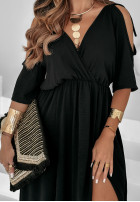 Sukienka hiszpanka maxi z rozcięciami Pretty In Paradise czarna