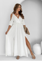 Sukienka Kleid im spanischen Stil maxi z rozcięciami Pretty In Paradise Weiß