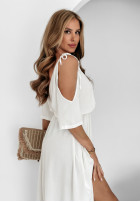 Sukienka Kleid im spanischen Stil maxi z rozcięciami Pretty In Paradise Weiß