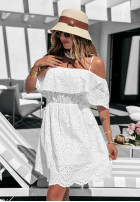 Ażurowa sukienka Kleid im spanischen Stil na ramiączkach Beach Brunch Weiß