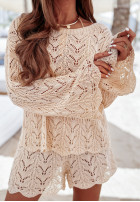 Pullover w ażurowe wzory boho Hey Bahamas Beige