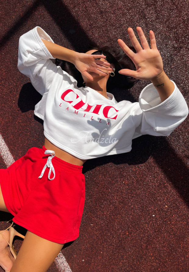 Sweatshirt mit Aufdruck La Milla Chic weiß-rot