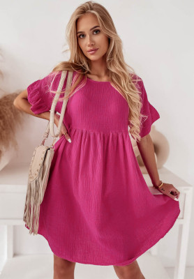 Muslin dress with frills Laguna pink