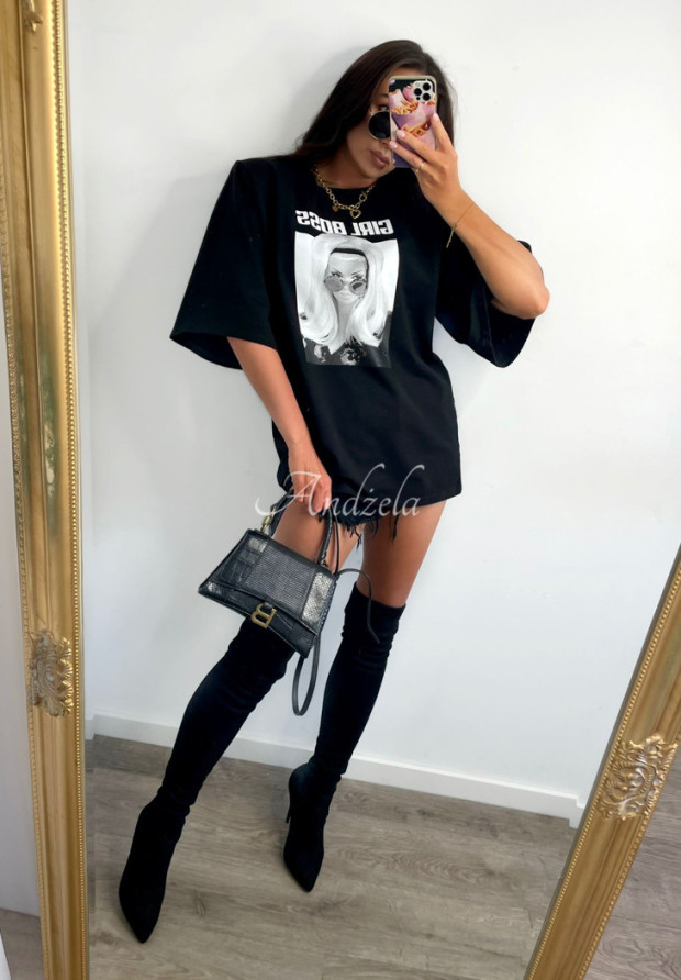 T-Shirt oversize La Milla Girl Boss Schwarz