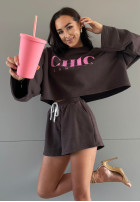 Sweatshirt z nadrukiem La Milla Chic czekoladowo-Rosa