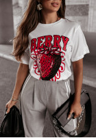 T-Shirt z nadrukiem Berry Weiß