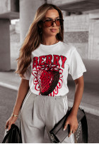 T-Shirt z nadrukiem Berry Weiß