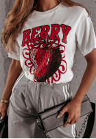 T-Shirt z nadrukiem Berry Weiß