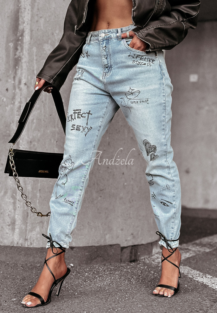 Jeanshose mit Aufdruck Super Stars Hellblau