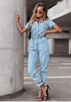 Długi Jeans Jumpsuit For Attention Blau