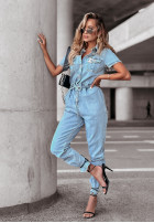 Długi Jeans Jumpsuit For Attention Blau