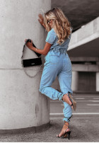 Długi Jeans Jumpsuit For Attention Blau