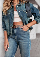 Krótka Jeans Jacke Grow And Learn ciemnoniebieska