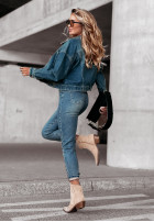 Krótka Jeans Jacke Grow And Learn ciemnoniebieska