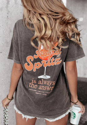 Langes T-Shirt mit Print Aperol Spritz Dunkelgrau