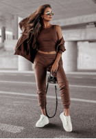 Komplet 3in1 bluza, top, spodnie Queen Things czekoladowy