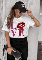 T-Shirt z nadrukiem Lovely Lips Weiß