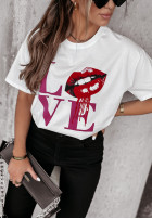 T-Shirt z nadrukiem Lovely Lips Weiß