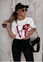 T-Shirt z nadrukiem Lovely Lips Weiß