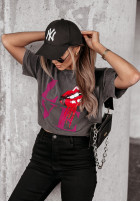 T-Shirt z nadrukiem Lovely Lips Grau