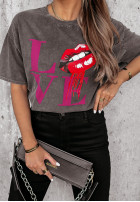 T-Shirt z nadrukiem Lovely Lips Grau