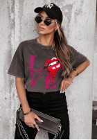 T-Shirt z nadrukiem Lovely Lips Grau