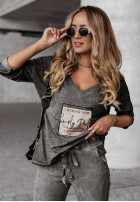 Bluse z nadrukiem Simply Perfect Dunkelgrau
