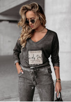 Bluse z nadrukiem Simply Perfect Dunkelgrau
