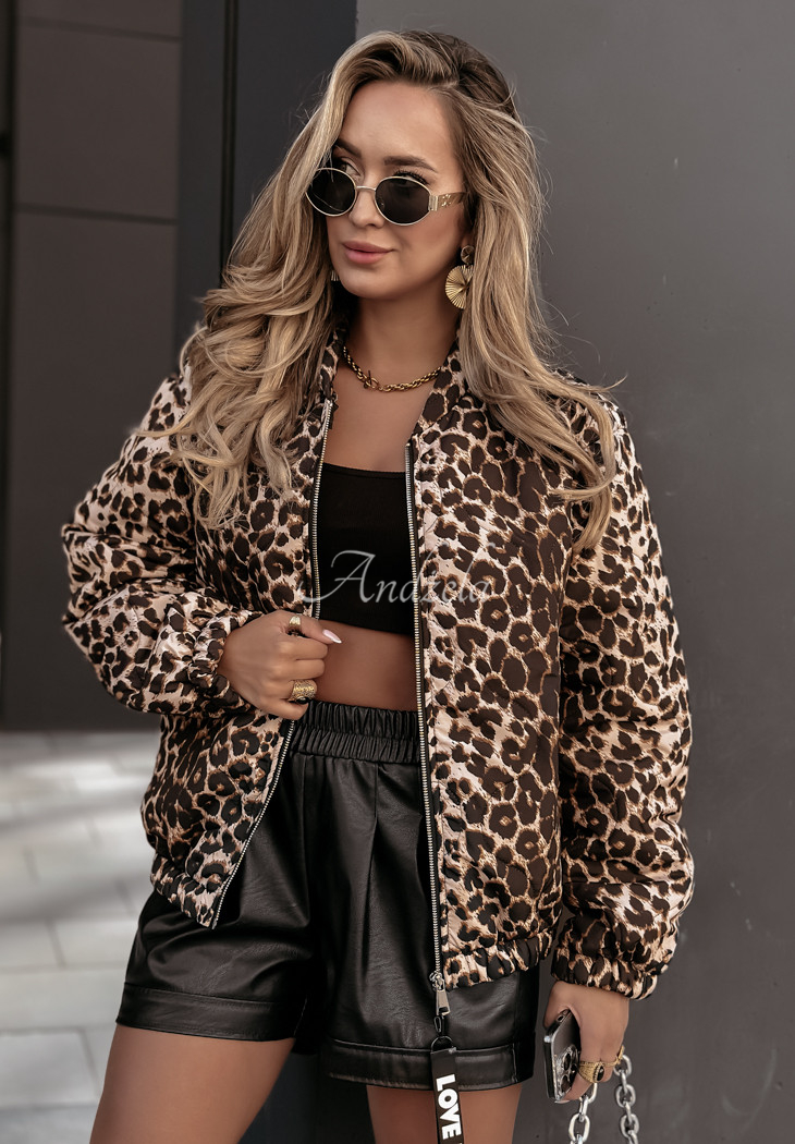 Kurze Steppjacke Effective Way Leopardenmuster