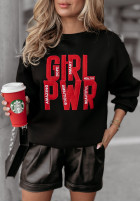 Sweatshirt z napisem Girl Power Schwarz