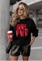 Sweatshirt z napisem Girl Power Schwarz