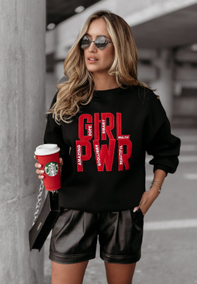 Sweatshirt mit Aufschnitt Girl Power Schwarz