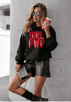 Sweatshirt z napisem Girl Power Schwarz