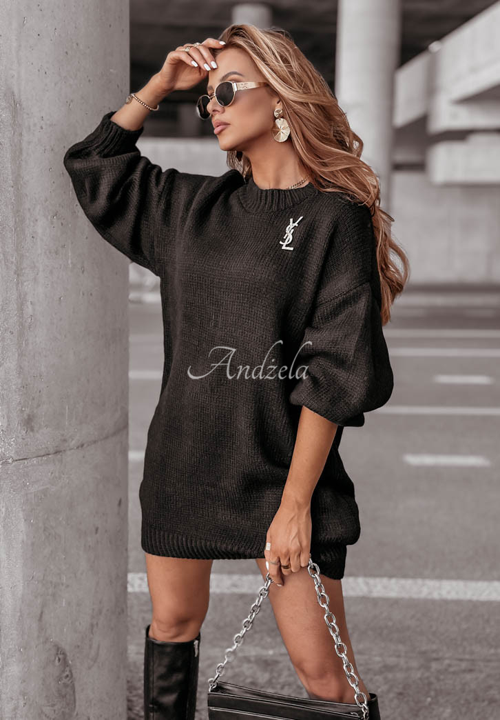 Langer Oversize Pullover Crisp Winter Schwarz