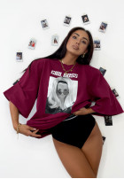 T-Shirt oversize La Milla Girl Boss burgundowy