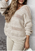 Ozdobnie pleciony Pullover oversize Beauty In Others Beige