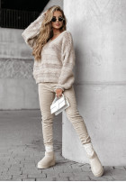 Ozdobnie pleciony Pullover oversize Beauty In Others Beige