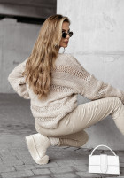 Ozdobnie pleciony Pullover oversize Beauty In Others Beige