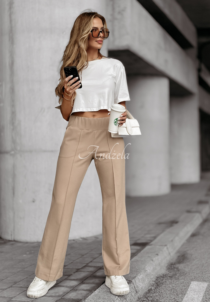 Can't Ignore Me beige fabric bell bottoms