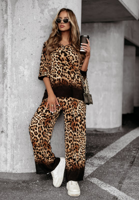 Set Bluse und Hose wide leg Your Personality mit Leopardenmuster