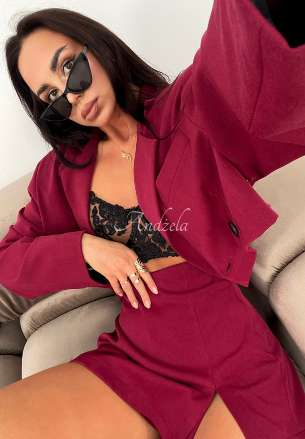 Kurzer Blazer La Milla Chic Charisma Burgunderrot