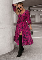 Kleid maxi w panterkę Panthera Pattern Rosa